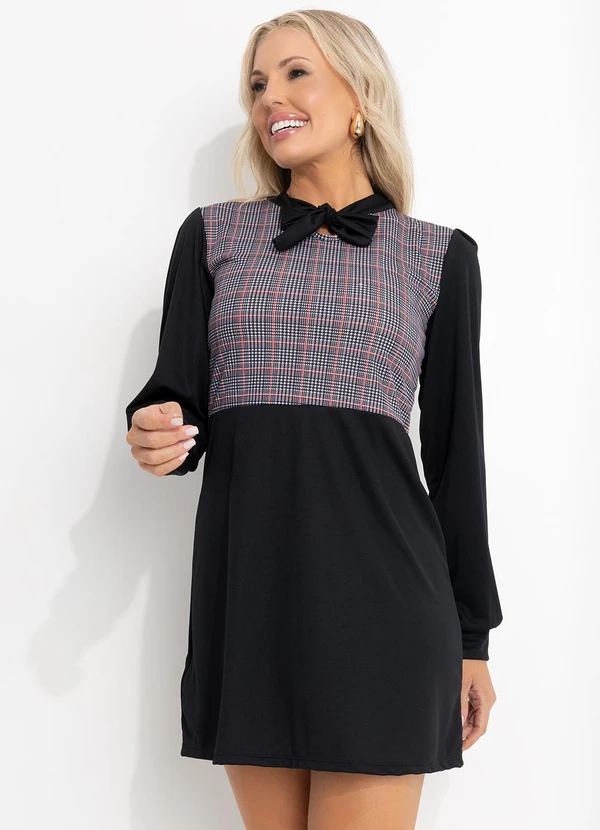 Moda Pop - Vestido Xadrez Pied de Poule em Jersey Acetinado 5