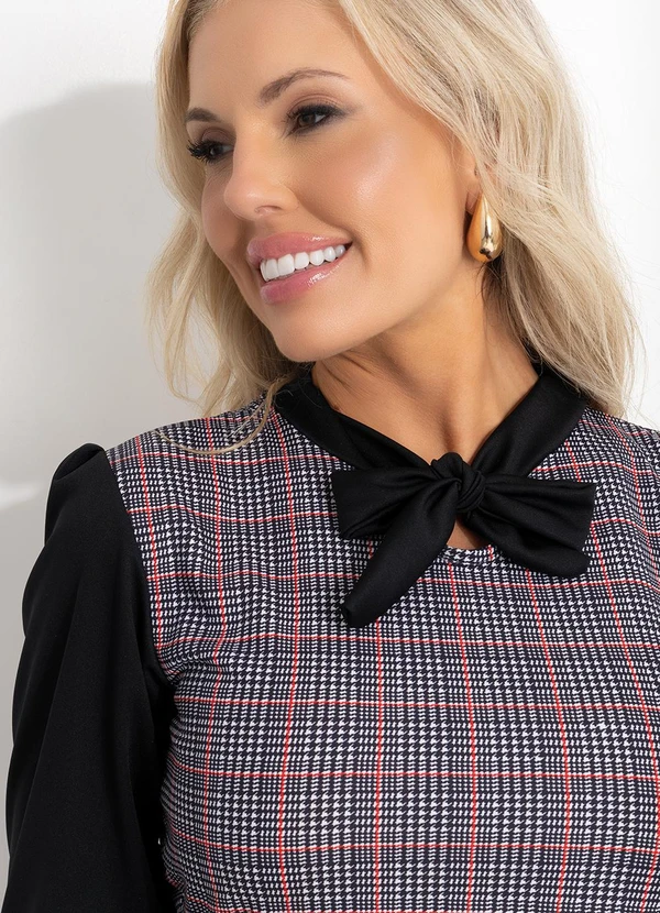 Moda Pop - Vestido Xadrez Pied de Poule em Jersey Acetinado 8