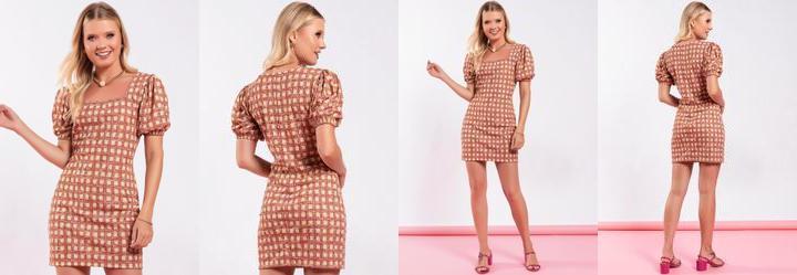 Vestido Xadrez Textura em Malha