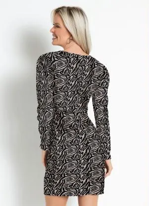 Moda Pop - Vestido Zebra com Decote Transpassado - MODA POP