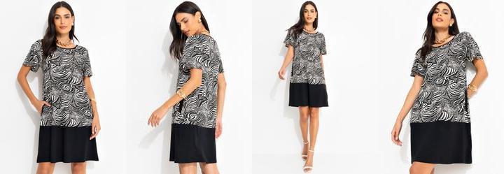 Vestido Zebra em Malha de Viscose