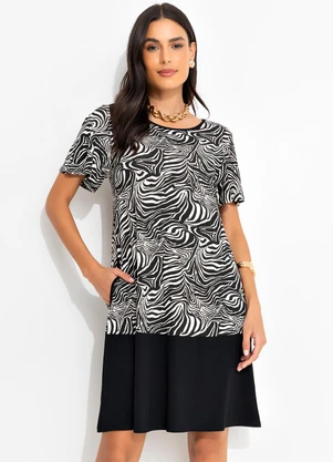 Quintess - Vestido Zebra em Malha de Viscose - QUINTESS