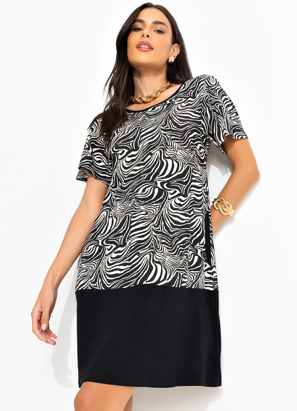 Quintess - Vestido Zebra em Malha de Viscose 2