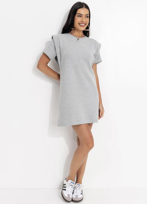 - Vestido Curto Canelado Cinza 3