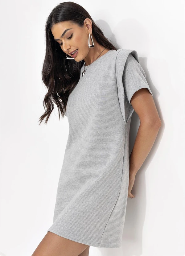 - Vestido Curto Canelado Cinza 8