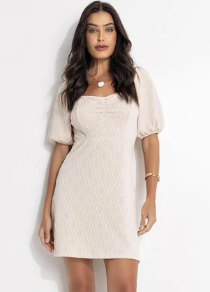 Fakini - Vestido Curto Bege - FAKINI