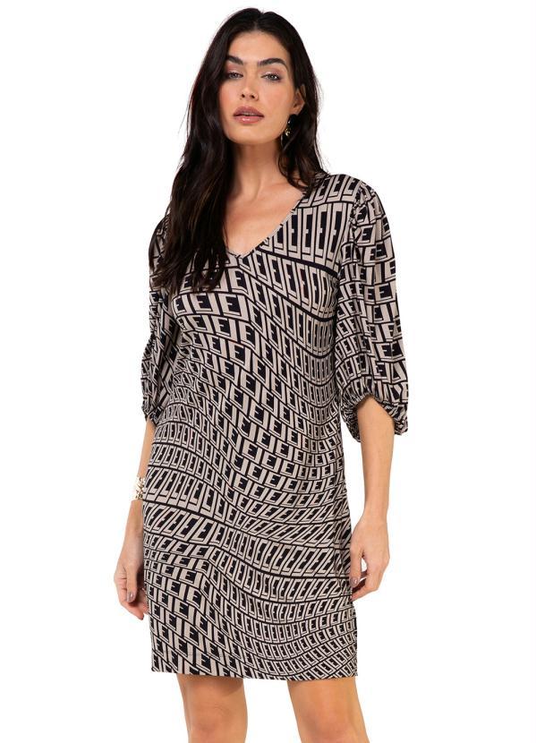 Endless - Vestidos Estampado Manga 3/4 Preto