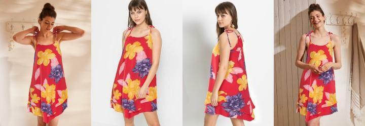 Vestdo Alas para Amarrar Floral Vermelho