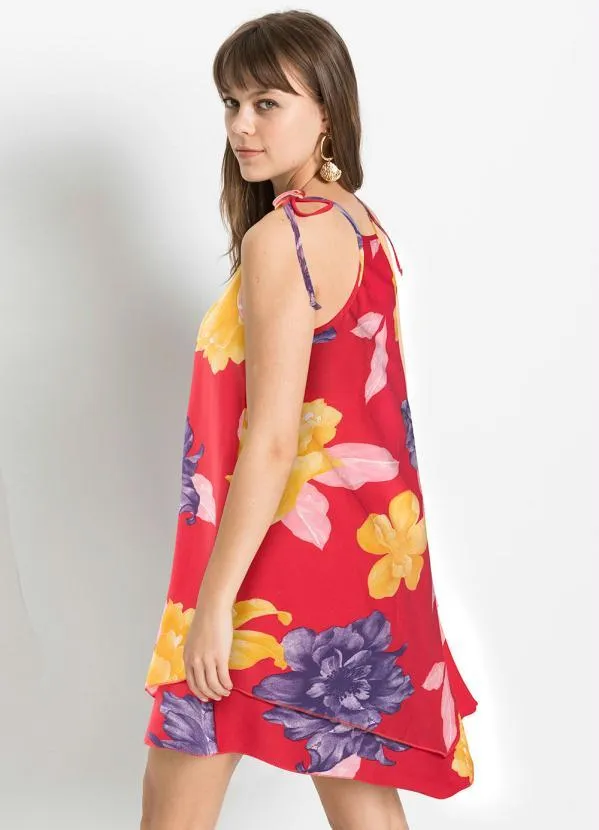 bonprix - Vestdo Alças para Amarrar Floral Vermelho 3