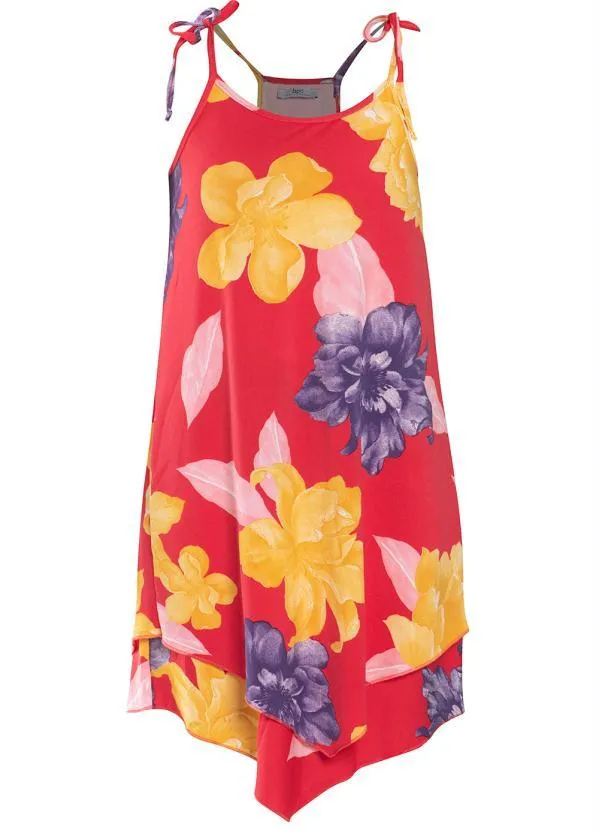 bonprix - Vestdo Alças para Amarrar Floral Vermelho 5