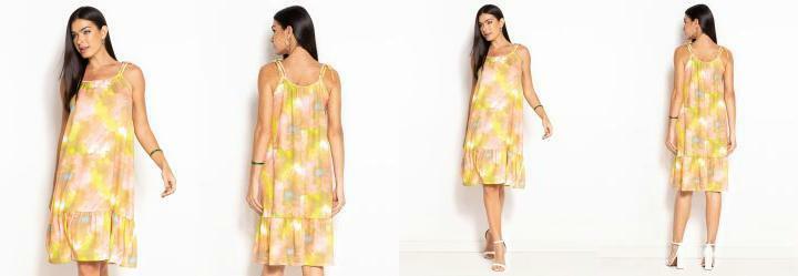 Vestido Ala Dupla Rosa e Azul