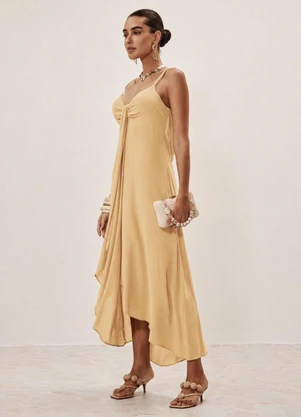 Elegance - Vestido Alça Fina e Abertura na Costas Nude Rami - ELEGANCE