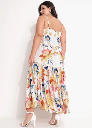 Farm - Vestido Alça Floral Majestoso Off White - FARM