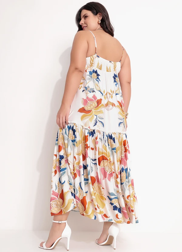 Farm - Vestido Alça Floral Majestoso Off White 10