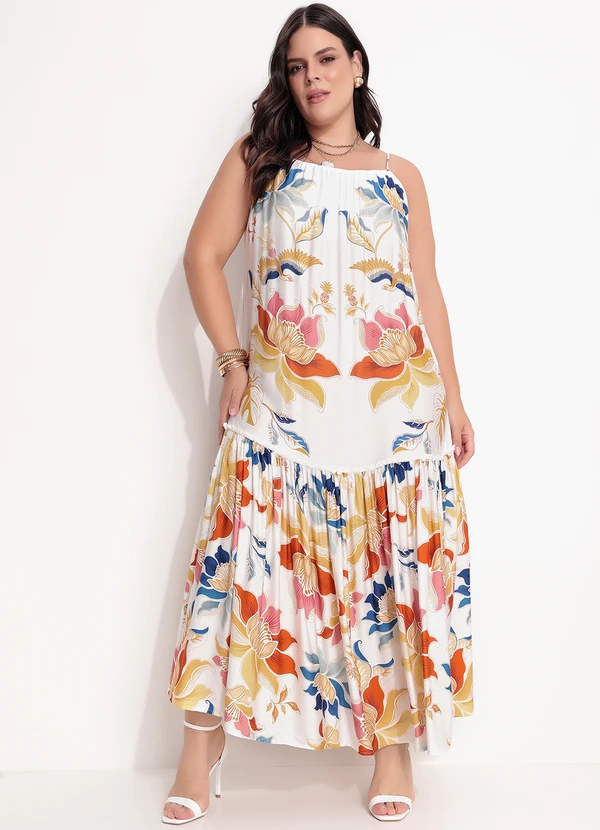 Farm - Vestido Alça Floral Majestoso Off White 11