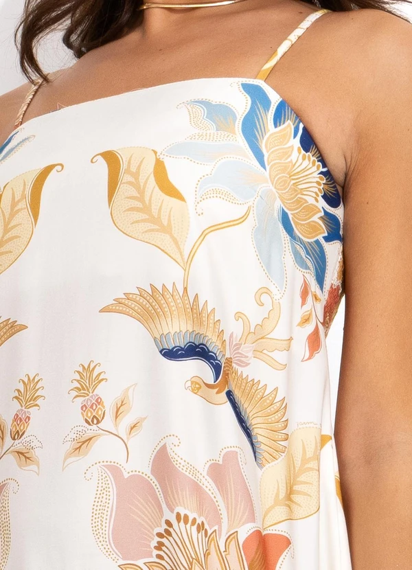 Farm - Vestido Alça Floral Majestoso Off White 6