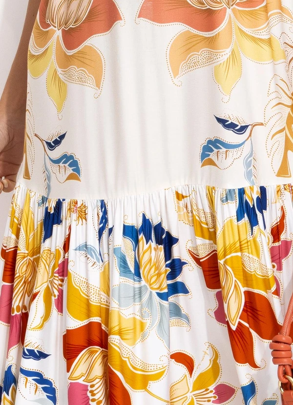 Farm - Vestido Alça Floral Majestoso Off White 8