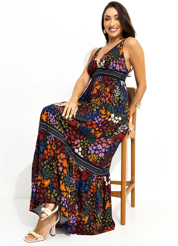 Farm - Vestido Alcinhas Jardim de Morango Preto 4