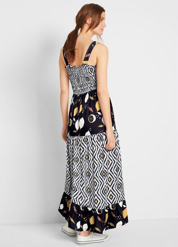 bonprix - Vestido Alongado de Alça Geométrico Preto 4