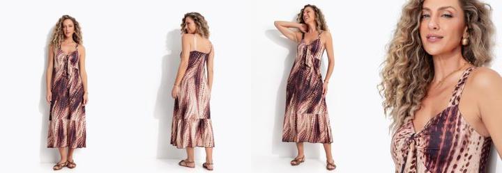 Vestido Animal Print Cervo em Malha Fria
