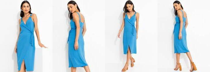 Vestido Azul em Malha de Viscose com Elastano