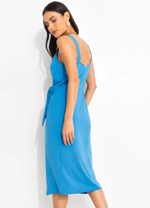 Quintess - Vestido Azul em Malha de Viscose com Elastano - QUINTESS