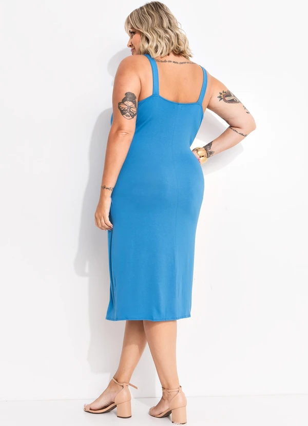Quintess - Vestido Azul em Malha de Viscose com Elastano 12