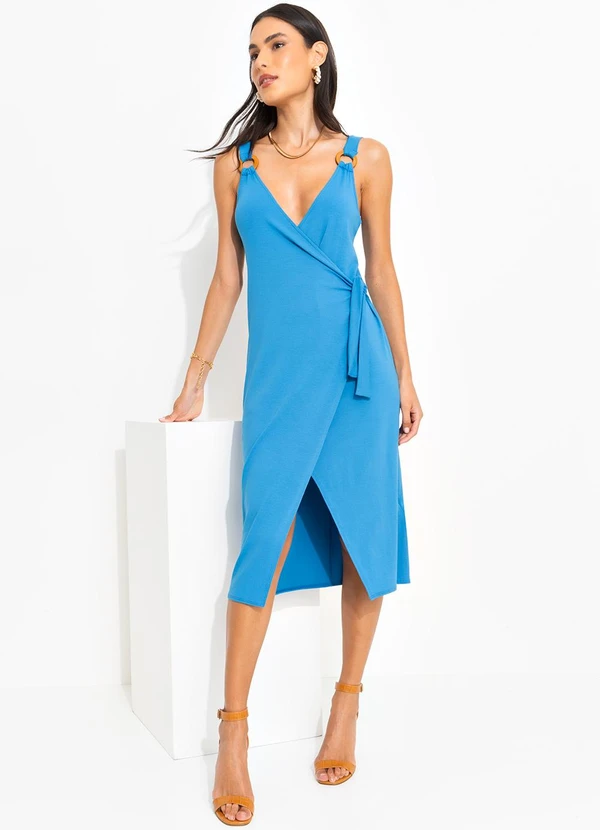 Quintess - Vestido Azul em Malha de Viscose com Elastano 5