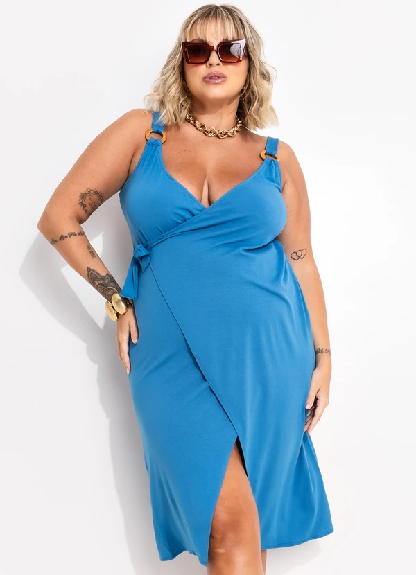 Quintess - Vestido Azul em Malha de Viscose com Elastano 9