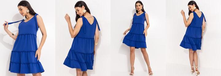 Vestido Azul Royal em Malha Texturizada