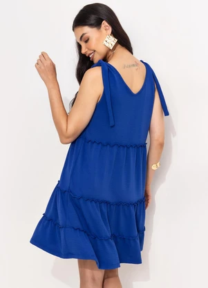 Quintess - Vestido Azul Royal em Malha Texturizada - QUINTESS