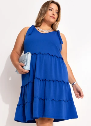 Quintess - Vestido Azul Royal em Malha Texturizada - QUINTESS