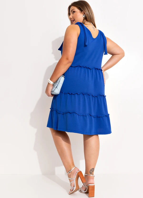 Quintess - Vestido Azul Royal em Malha Texturizada 11