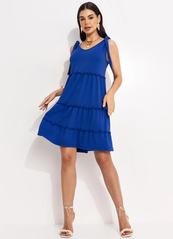 Quintess - Vestido Azul Royal em Malha Texturizada 3