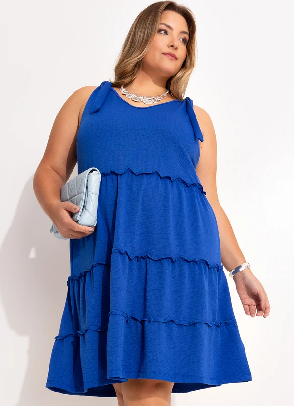 Quintess - Vestido Azul Royal em Malha Texturizada 8