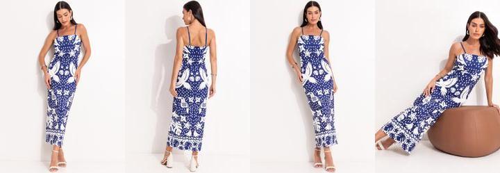 Vestido Barrado Azul em Malha Fria