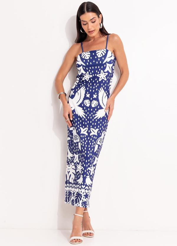 Vestido (Barrado Azul) em Malha Fria