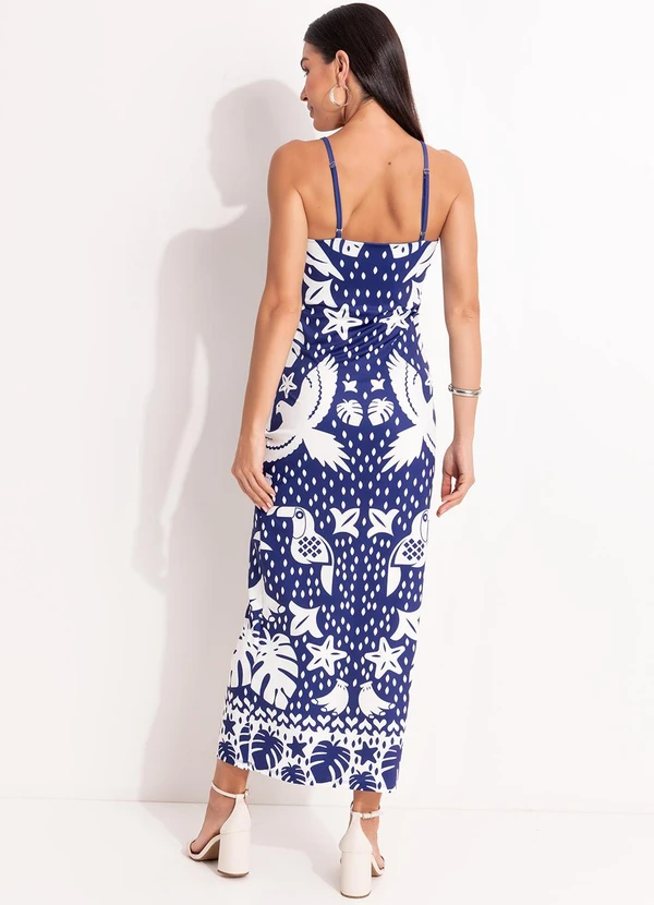 Quintess - Vestido Barrado Azul em Malha Fria 2