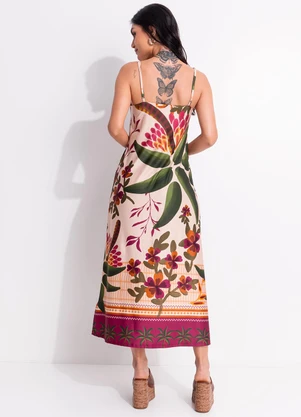 Quintess - Vestido Barrado Tropical em Malha Fria - QUINTESS