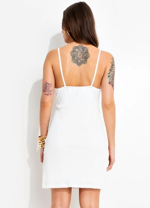 Bimini - Vestido Branco em Malha Anarruga - BIMINI