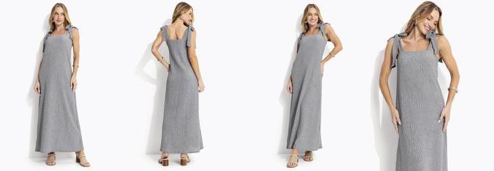 Vestido Cinza Claro em Malha Anarruga