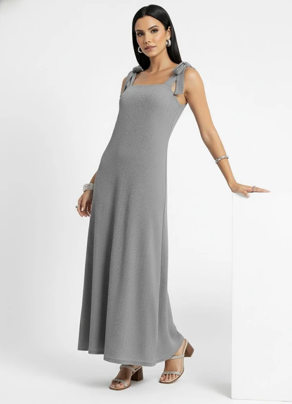 Quintess - Vestido Cinza Claro em Malha Anarruga 3