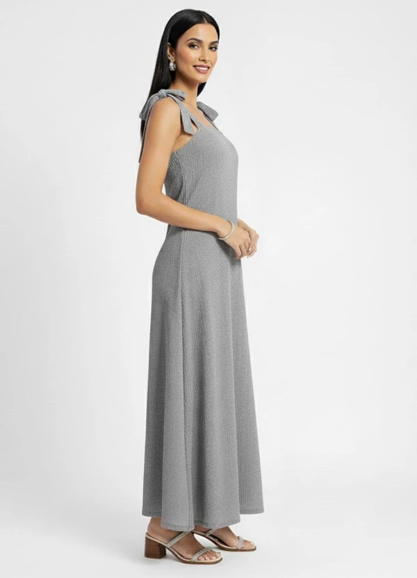 Quintess - Vestido Cinza Claro em Malha Anarruga 5