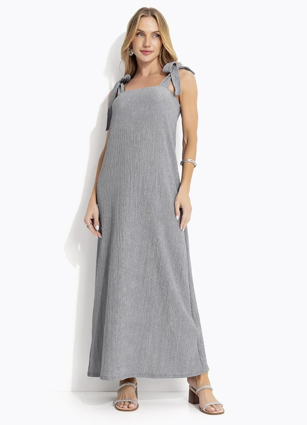 Quintess - Vestido Cinza Claro em Malha Anarruga 9