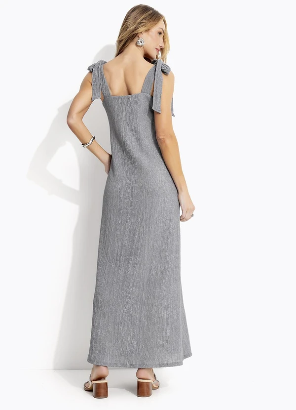 Quintess - Vestido Cinza Claro em Malha Anarruga 10