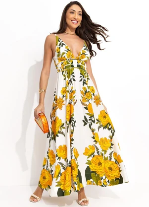 Farm - Vestido Cropped Jardim Tranquilo Off White - FARM