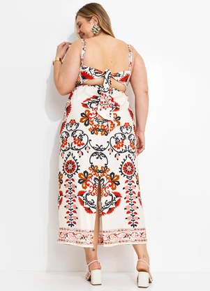 Farm - Vestido Cropped Mandala Caju Bege - FARM