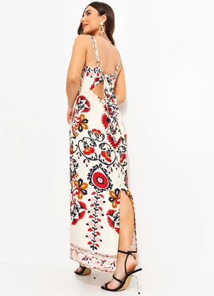 Farm - Vestido Cropped Mandala Caju Bege - FARM