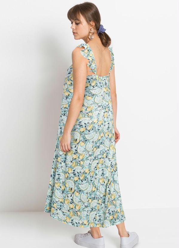 Queima Estoque - Vestido de Alça Alongado Amarelo e Azul 2