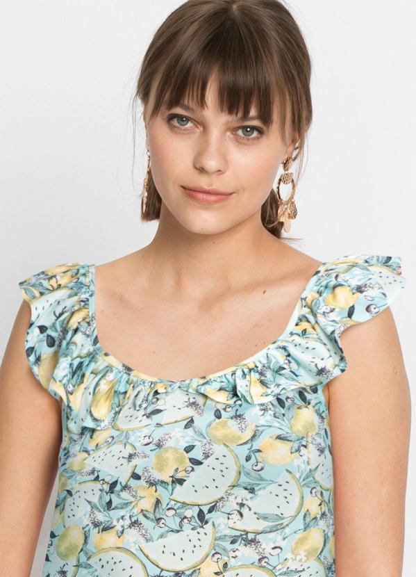 Queima Estoque - Vestido de Alça Alongado Amarelo e Azul 4